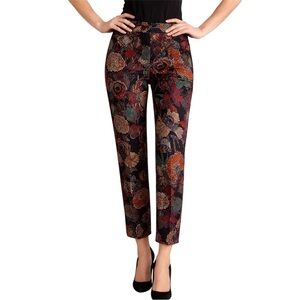Joseph Ribkoff Floral Paisley Straight Leg Pants Stretch Boho Chic Size 10